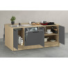 Îlot de cuisine moderne 200 cm anthracite mat/chêne Louna