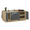 Îlot de cuisine moderne 200 cm anthracite mat/chêne Louna