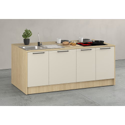 Îlot de cuisine moderne 200 cm cachemire/chêne Louna