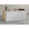 Îlot de cuisine moderne 200 cm blanc brillant/chêne Louna