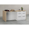Îlot de cuisine moderne 200 cm blanc brillant/chêne Louna