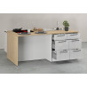 Îlot de cuisine moderne 200 cm blanc brillant/chêne Louna