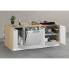 Îlot de cuisine moderne 200 cm blanc brillant/chêne Louna