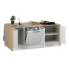 Îlot de cuisine moderne 200 cm blanc brillant/chêne Louna