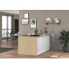 Îlot de cuisine moderne 200 cm blanc brillant/chêne Louna
