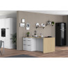Îlot de cuisine moderne 200 cm blanc brillant/chêne Louna