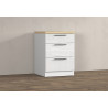 Meuble bas 3 tiroirs de cuisine moderne blanc brillant/chêne Louna
