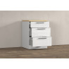 Meuble bas 3 tiroirs de cuisine moderne blanc brillant/chêne Louna