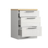 Meuble bas 3 tiroirs de cuisine moderne blanc brillant/chêne Louna