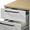 Meuble bas 3 tiroirs de cuisine moderne blanc brillant/chêne Louna