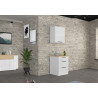 Meuble bas 3 tiroirs de cuisine moderne blanc brillant/chêne Louna