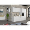 Meuble bas 3 tiroirs de cuisine moderne blanc brillant/chêne Louna