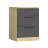 Meuble bas 3 tiroirs de cuisine moderne anthracite mat/chêne Louna