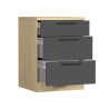 Meuble bas 3 tiroirs de cuisine moderne anthracite mat/chêne Louna