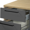 Meuble bas 3 tiroirs de cuisine moderne anthracite mat/chêne Louna