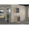 Meuble bas 3 tiroirs de cuisine moderne anthracite mat/chêne Louna