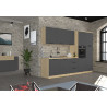 Meuble bas 3 tiroirs de cuisine moderne anthracite mat/chêne Louna