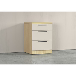Meuble bas 3 tiroirs de cuisine moderne cachemire/chêne Louna