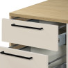 Meuble bas 3 tiroirs de cuisine moderne cachemire/chêne Louna
