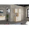 Meuble bas 3 tiroirs de cuisine moderne cachemire/chêne Louna