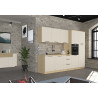 Meuble bas 3 tiroirs de cuisine moderne cachemire/chêne Louna