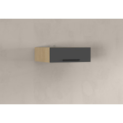 Meuble haut 1 abattant de cuisine moderne anthracite mat/chêne Louna