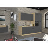 Meuble haut 1 abattant de cuisine moderne anthracite mat/chêne Louna