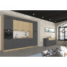 Meuble haut 1 abattant de cuisine moderne anthracite mat/chêne Louna