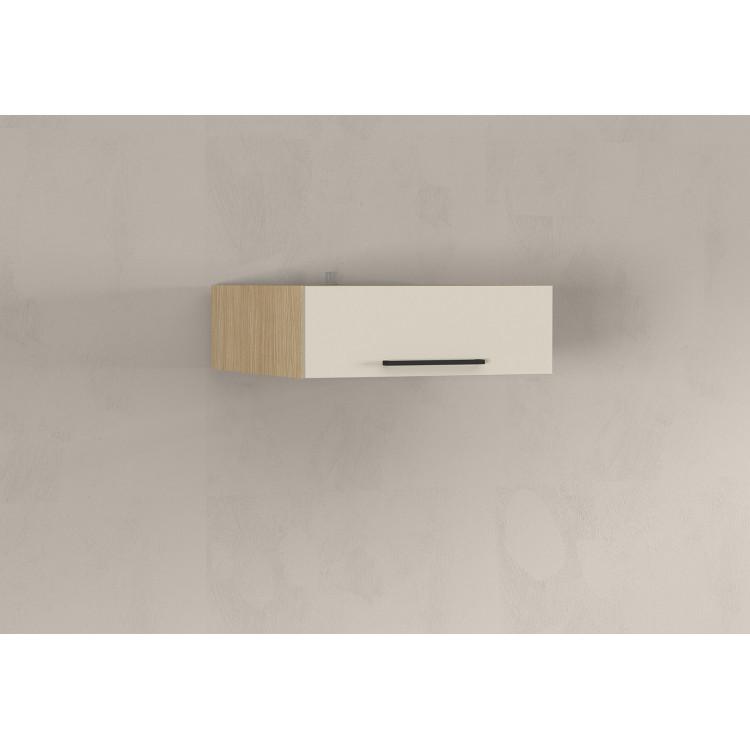 Meuble haut 1 abattant de cuisine moderne cachemire/chêne Louna
