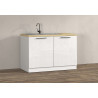 Meuble sous évier de cuisine moderne blanc brillant/chêne Louna