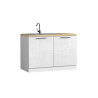 Meuble sous évier de cuisine moderne blanc brillant/chêne Louna