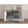 Meuble sous évier de cuisine moderne blanc brillant/chêne Louna