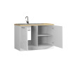 Meuble sous évier de cuisine moderne blanc brillant/chêne Louna