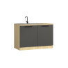 Meuble sous évier de cuisine moderne anthracite mat/chêne Louna