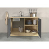 Meuble sous évier de cuisine moderne anthracite mat/chêne Louna