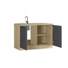 Meuble sous évier de cuisine moderne anthracite mat/chêne Louna