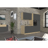Meuble sous évier de cuisine moderne anthracite mat/chêne Louna