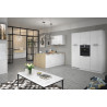 Cuisine complète moderne 3 éléments blanc brillant/chêne Louna