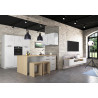 Cuisine complète moderne 3 éléments blanc brillant/chêne Louna