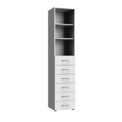 Armoire buanderie blanche 6 tiroirs/2 étagères profondeur 40 cm Jesy