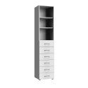 Armoire buanderie blanche 6 tiroirs/2 &eacute;tag&egrave;res profondeur 40 cm Jesy