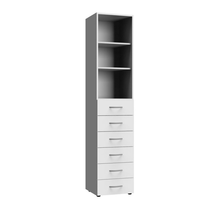 Armoire buanderie blanche 6 tiroirs/2 étagères profondeur 40 cm Jesy
