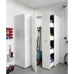 Armoire de buanderie rangement coulissant extractible blanche Jesy