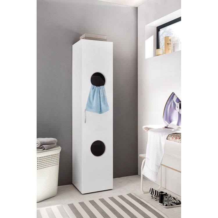Armoire à linge blanche 2 paniers profondeur 40 cm Jesy