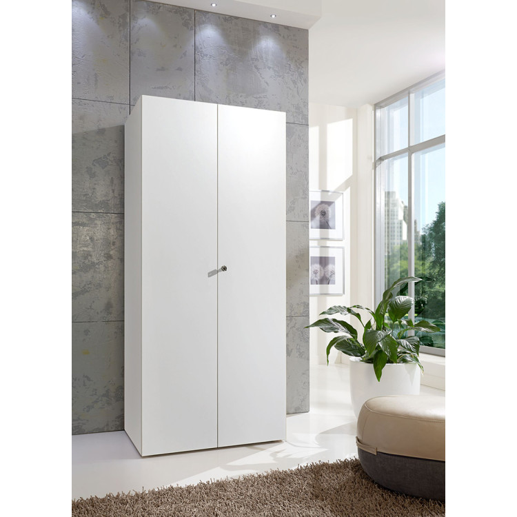 Armoire penderie blanche avec serrure profondeur 54 cm Jesy