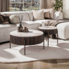 Lot de 2 tables basses rondes style nature bois et céramique Cervane