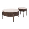Lot de 2 tables basses rondes style nature bois et céramique Cervane