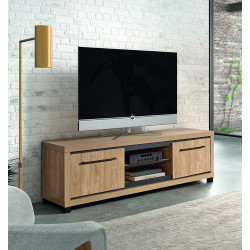 Meuble TV contemporain 165 cm chêne houston Vita