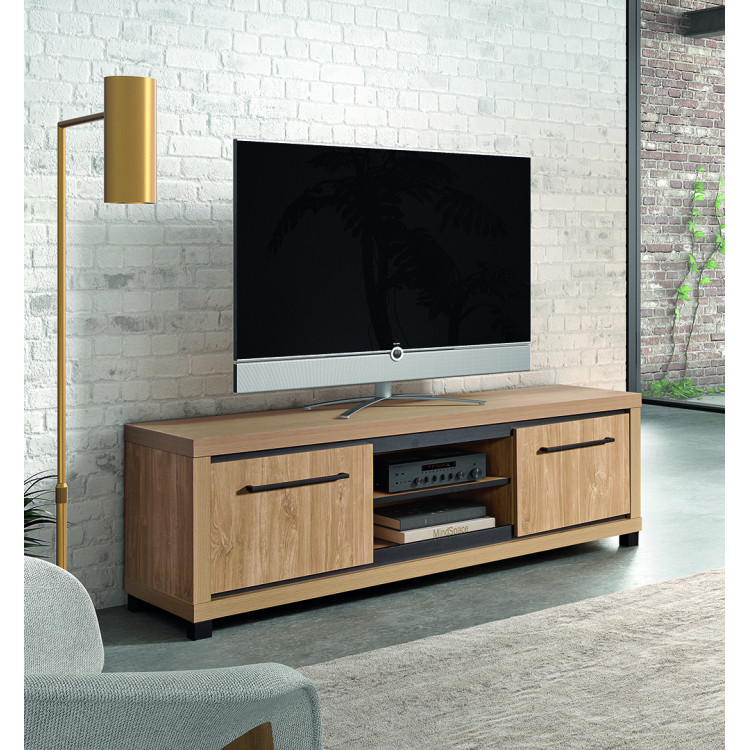 Meuble TV contemporain 165 cm chêne houston Vita