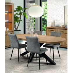 Table de salle à manger ovale contemporaine chêne houston Vita